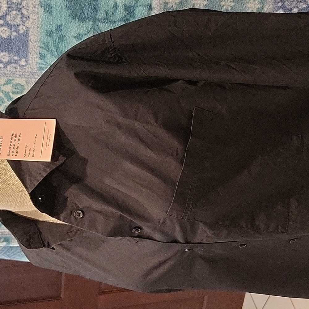 Quince Boyfriend  Organic Cotton Poplin Button Down Black Small Last One - Picture 4 of 10